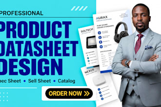 design product datasheet, spec sheet, sell sheet or product catalog