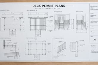 draw deck permit plans, deck framing and permit blueprints