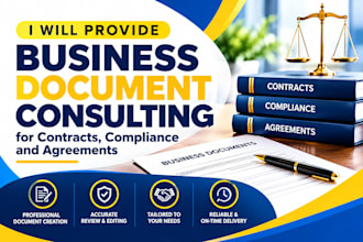 provide business document consulting for contracts, compliance and agreements