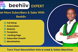 setup beehiiv newsletter, automation, website, landing page and monetization