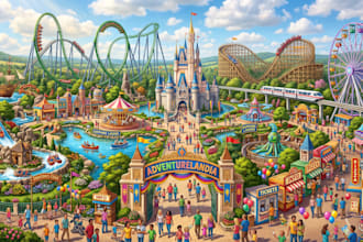 design illustrated theme park map campground map tourist map and resort map