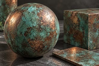 create oxidized copper bronze patina rust and metal pbr textures