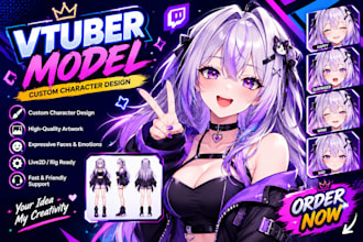design and rig high quality live 2d vtuber model, 2d vtuber model, vtuber model