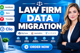 setup migrate law firm data quickbooks xero timeslips to clio mycase lawmatics