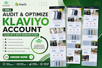 audit klaviyo account, clean list, and setup advanced email flows