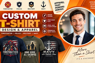 design custom police firefighter military navy t shirt apparel pod design