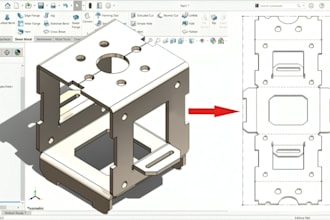 industrial control cabinet sheet metal design, fabrication drawing, laser dxf