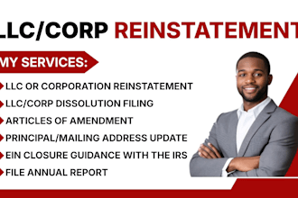 do llc amendment, llc dissolution, reinstatement, and close ein with irs