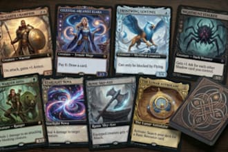 create fantasy trading cards, dnd cards and card game artwork