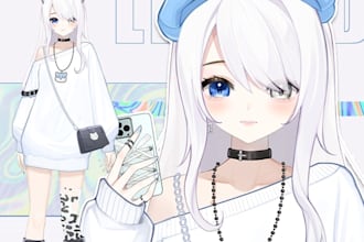 create 3d vtuber avatar vrm vroid rigging vrchat outfits, hairstyle and lip sync