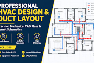 design a complete hvac system, heat loss, and duct layout cad plan