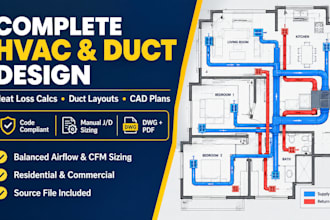 design hvac system heat loss and duct layout cad plan