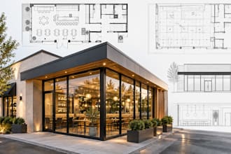 create tenant improvement permit drawings for retail restaurant and office use
