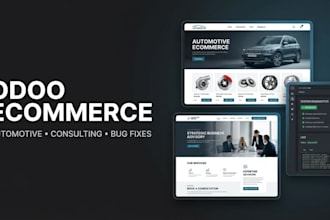 create odoo ecommerce website, automotive web, consulting firms site, fix bugs