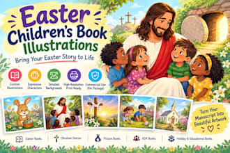 illustrate an easter childrens book storybook picture book easter character book