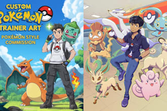 draw custom pokemon art fakemon and pokemon trainer
