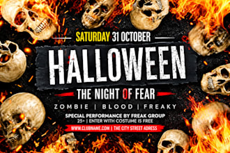 design a professional halloween, cyber monday flyer design for your business