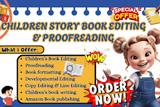 edit children story book, proofread kids book, edit picture book book formatting