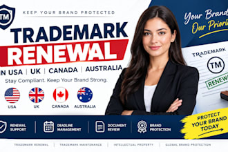 handle trademark renewal in USA UK canada australia to protect your brand