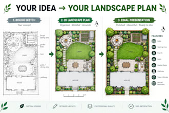 create a 2d backyard landscape plan, patio and garden design