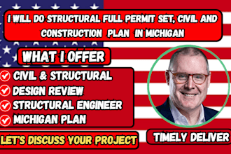 do structural full permit set, civil and construction plan in michigan