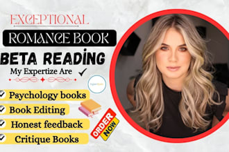 beta read, critique and provide honest feedback on your book