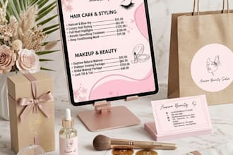design a luxury beauty salon logo and price list