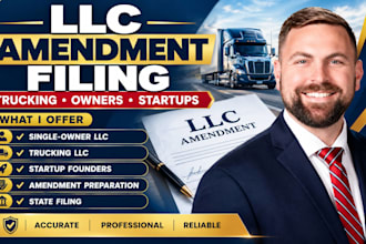 file llc amendment for single business trucking operator owner, startup founders