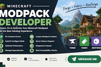 optimize fix and create minecraft modpack, forge fabric, spawn modpack developer