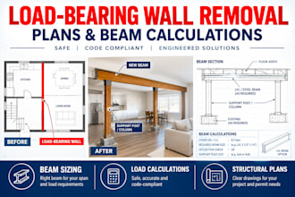 design load bearing wall removal plans and beam calculations