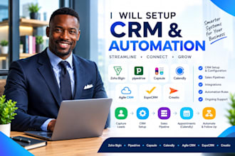 setup zoho bigin pipedrive capsule calendly agile espocrm creatio crm automation