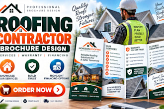 design a roofing contractor services warranty and financing brochure