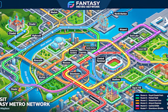 design interactive fictional transit fantasy metro network rail maps in mapbox