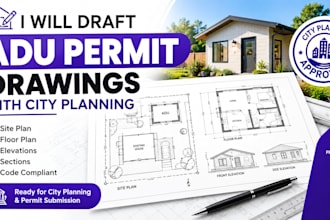 draft adu permit drawings with city planning