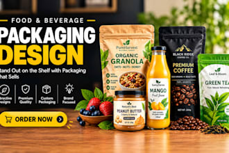 food and beverage packaging label design pouch product label design food label