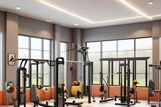 design a professional gym fitness center and workout space