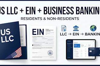 form US llc llp get ein and help set up a US business bank account