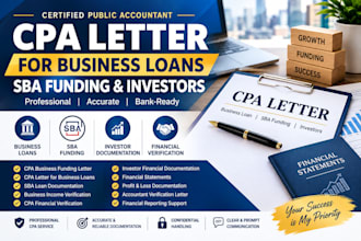 prepare CPA letter for business loans sba funding and investors, proposal letter