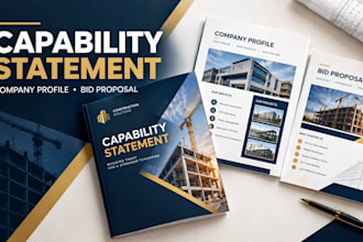 design construction capability statement, company  profile and bid proposal