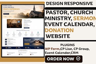 design church pastor ministry website, event booking donation wordpress website