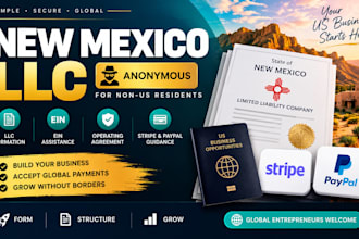 form new mexico anonymous llc with ein for non US residents and stripe paypal