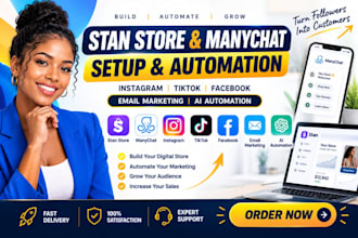 setup stan store manychat instagram tiktok facebook email marketing automation