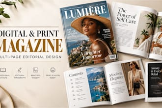 design digital and print ready multi page magazine