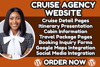 design wordpress cruise agency website, cruise travel website, travel website