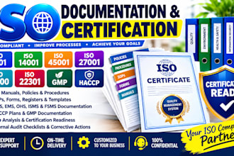 create iso 9001 14001 45001 22000 22301 gmp haccp certification document