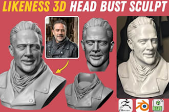 sculpt realistic 3d head bust face likeness stl model from photo for 3d printing