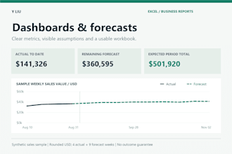 build an excel business dashboard or weekly sales forecast