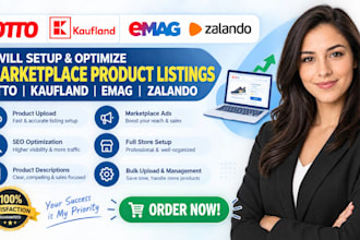 setup and optimize otto marketplace product listings, kaufland, emag, zalando