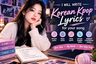 write catchy korean kpop lyrics for your song with emotional and original words