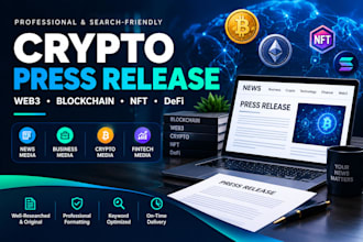write crypto press release for blockchain web3 nft and defi PR